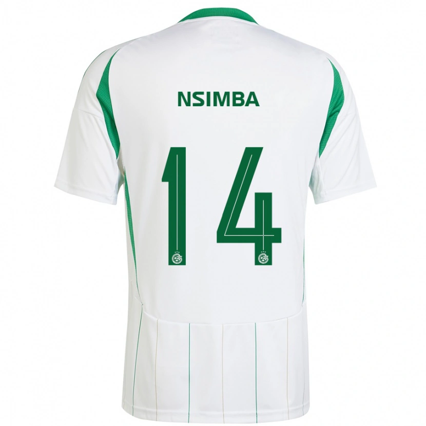 Danxen Hombre Camiseta Vital Nsimba #14 Blanco Verde 2ª Equipación 2024/25 La Camisa