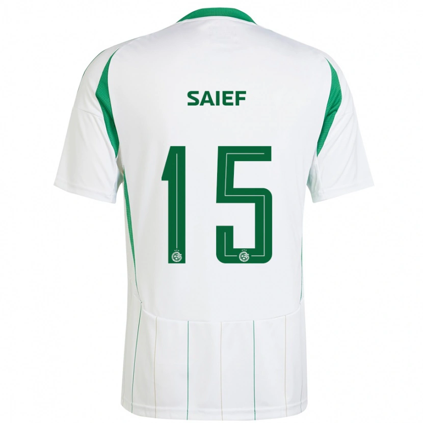 Danxen Hombre Camiseta Kenny Saief #15 Blanco Verde 2ª Equipación 2024/25 La Camisa