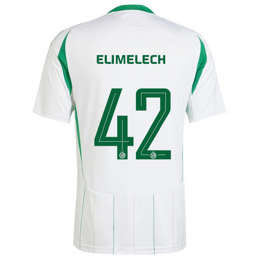 Danxen Hombre Camiseta Roey Elimelech #42 Blanco Verde 2ª Equipación 2024/25 La Camisa