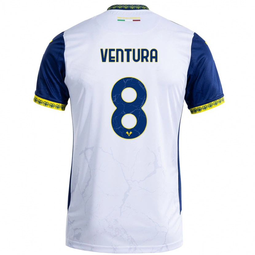 Danxen Hombre Camiseta Ciro Ventura #8 Blanco Azul 2ª Equipación 2024/25 La Camisa