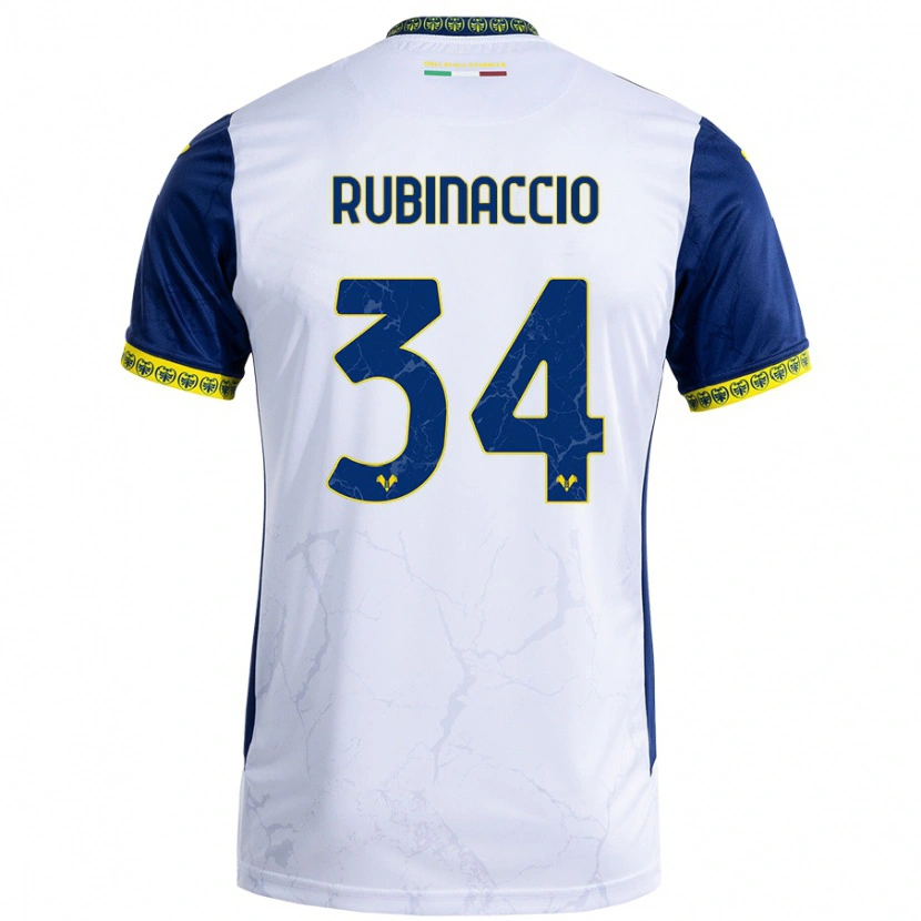 Danxen Hombre Camiseta Nikol Rubinaccio #34 Blanco Azul 2ª Equipación 2024/25 La Camisa