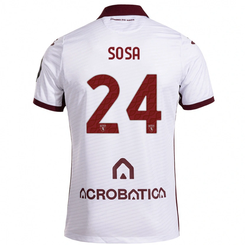 Danxen Hombre Camiseta Borna Sosa #24 Blanco Granate 2ª Equipación 2024/25 La Camisa