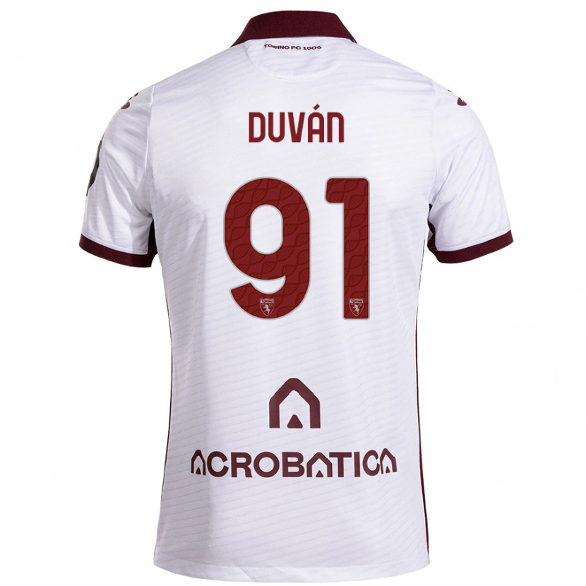 Danxen Hombre Camiseta Duván Zapata #91 Blanco Granate 2ª Equipación 2024/25 La Camisa