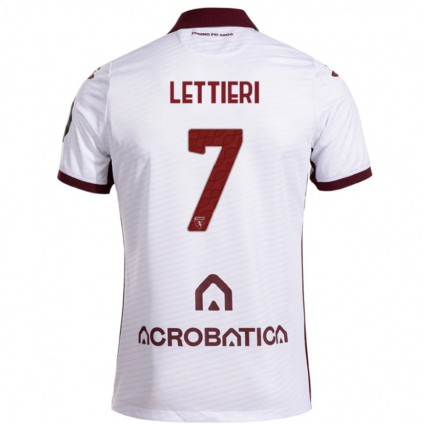 Danxen Hombre Camiseta Jessica Lettieri #7 Blanco Granate 2ª Equipación 2024/25 La Camisa