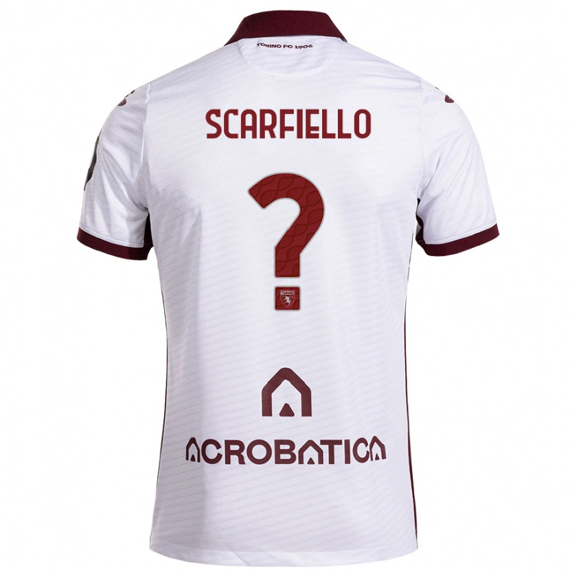 Danxen Hombre Camiseta Luca Scarfiello #0 Blanco Granate 2ª Equipación 2024/25 La Camisa