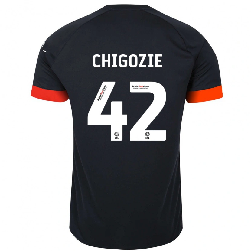 Danxen Hombre Camiseta Christian Chigozie #42 Negro Naranja 2ª Equipación 2024/25 La Camisa