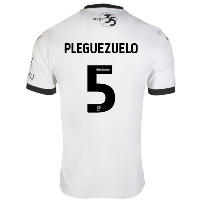 Danxen Hombre Camiseta Julio Pleguezuelo #5 Blanco Negro 2ª Equipación 2024/25 La Camisa