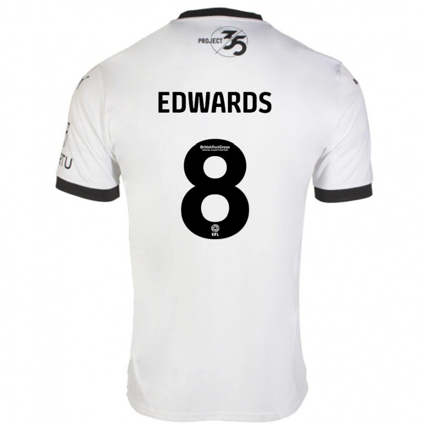 Danxen Hombre Camiseta Joe Edwards #8 Blanco Negro 2ª Equipación 2024/25 La Camisa