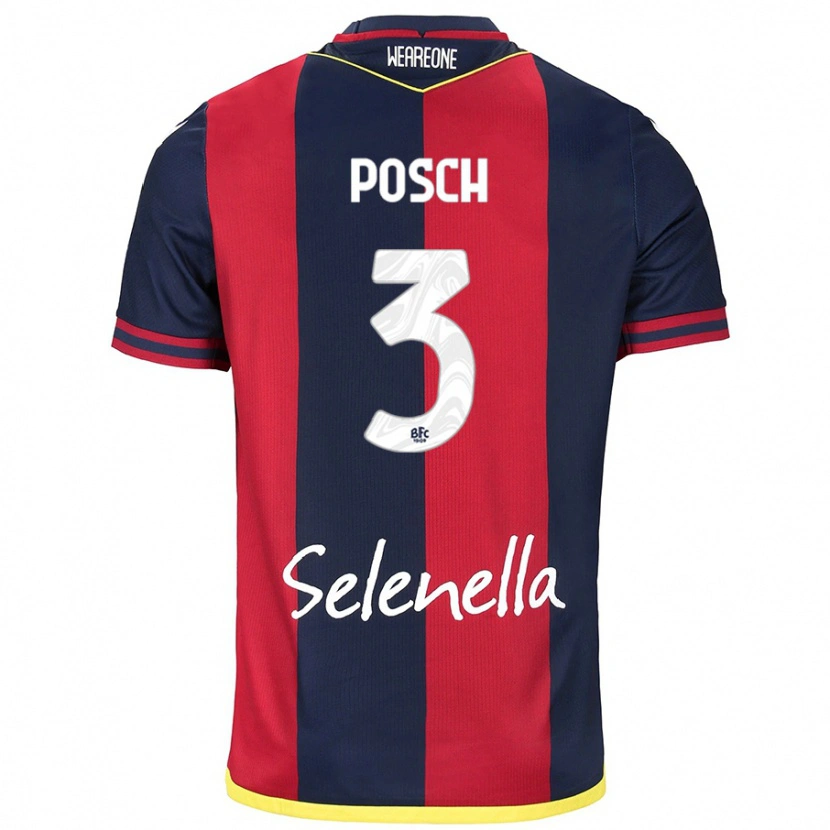 Danxen Mujer Camiseta Stefan Posch #3 Rojo Azul Real 1ª Equipación 2024/25 La Camisa