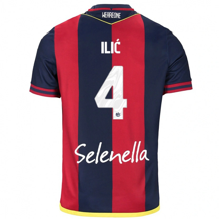 Danxen Mujer Camiseta Mihajlo Ilić #4 Rojo Azul Real 1ª Equipación 2024/25 La Camisa