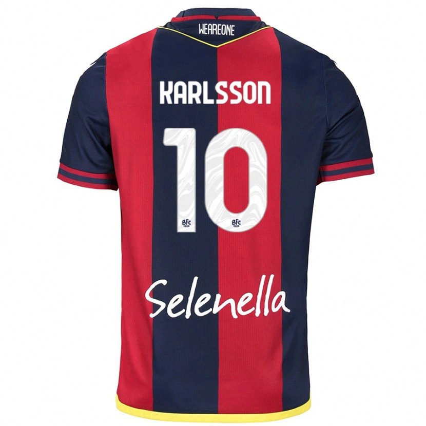 Danxen Mujer Camiseta Jesper Karlsson #10 Rojo Azul Real 1ª Equipación 2024/25 La Camisa