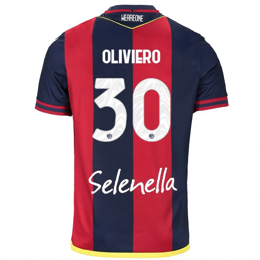 Danxen Mujer Camiseta Andrea Oliviero #30 Rojo Azul Real 1ª Equipación 2024/25 La Camisa