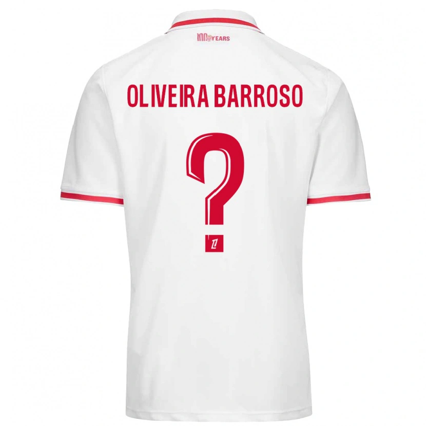 Danxen Mujer Camiseta Mickael Oliveira Barroso #0 Blanco Rojo 1ª Equipación 2024/25 La Camisa