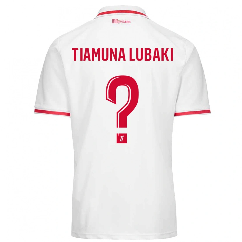 Danxen Mujer Camiseta Loïc Tiamuna Lubaki #0 Blanco Rojo 1ª Equipación 2024/25 La Camisa