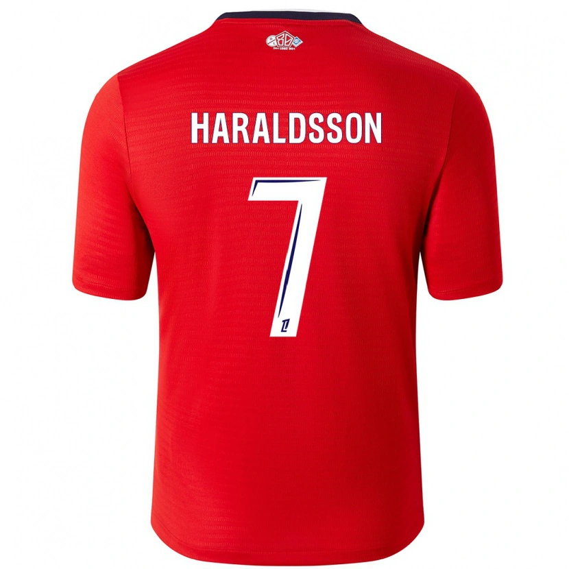 Danxen Mujer Camiseta Hákon Arnar Haraldsson #7 Rojo Blanco 1ª Equipación 2024/25 La Camisa