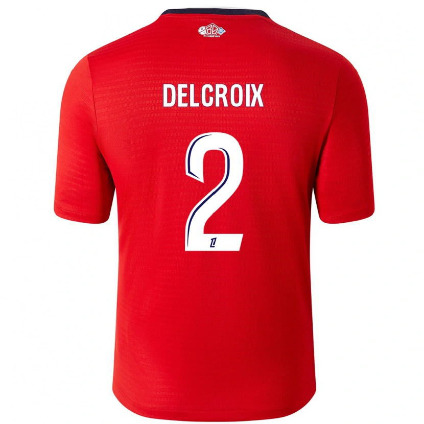 Danxen Mujer Camiseta Céleste Delcroix #2 Rojo Blanco 1ª Equipación 2024/25 La Camisa