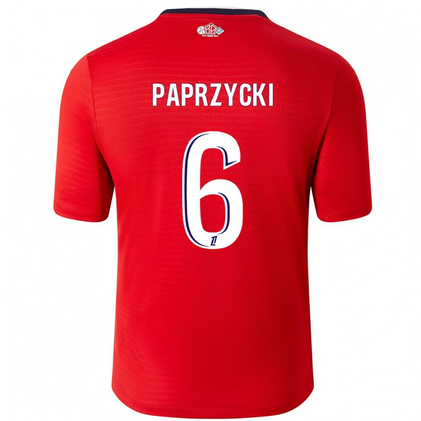 Danxen Mujer Camiseta Aurore Paprzycki #6 Rojo Blanco 1ª Equipación 2024/25 La Camisa