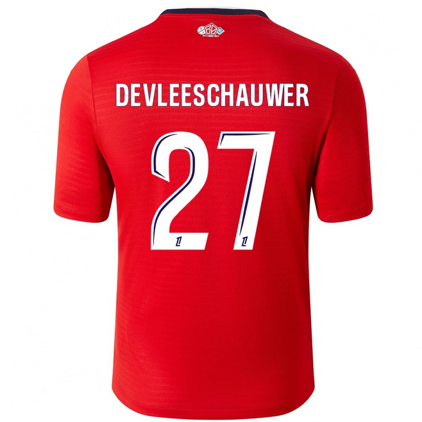 Danxen Mujer Camiseta Gwenaëlle Devleeschauwer #27 Rojo Blanco 1ª Equipación 2024/25 La Camisa