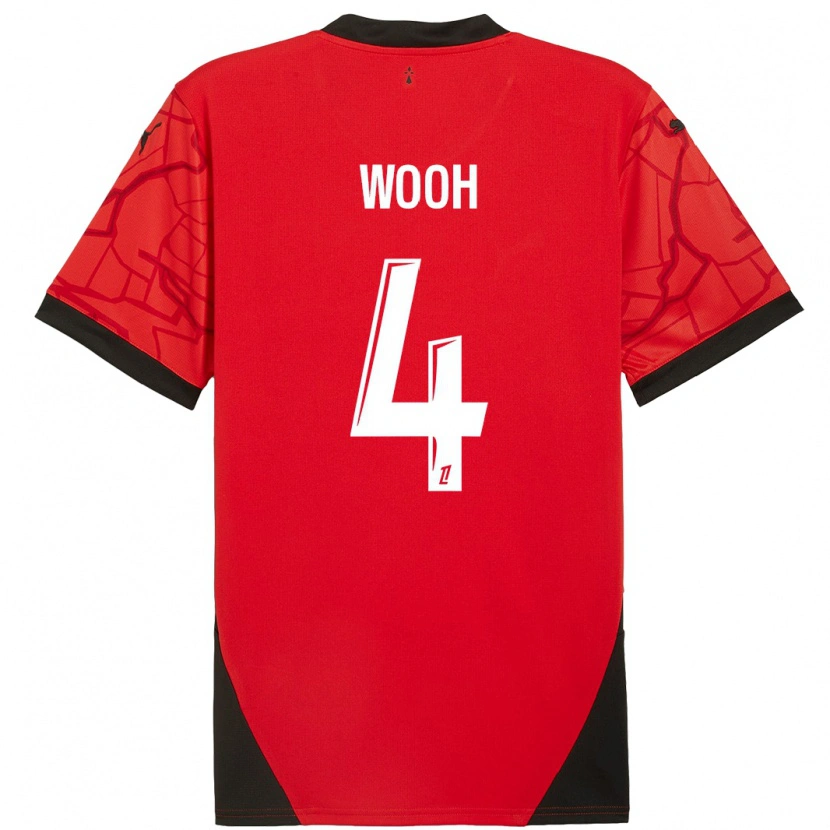 Danxen Mujer Camiseta Christopher Wooh #4 Rojo Negro 1ª Equipación 2024/25 La Camisa