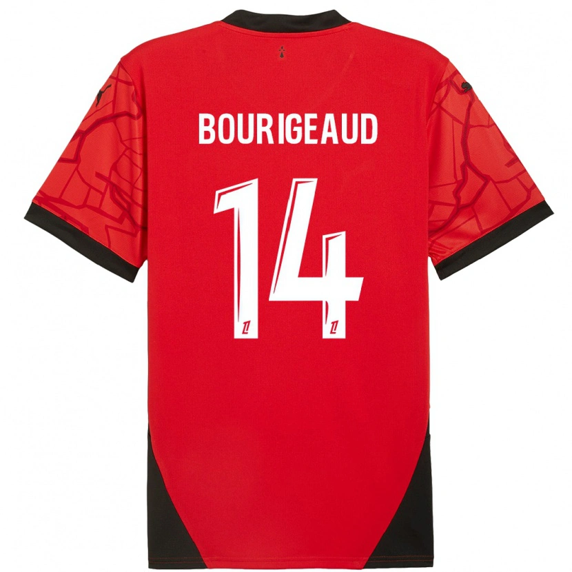 Danxen Mujer Camiseta Benjamin Bourigeaud #14 Rojo Negro 1ª Equipación 2024/25 La Camisa