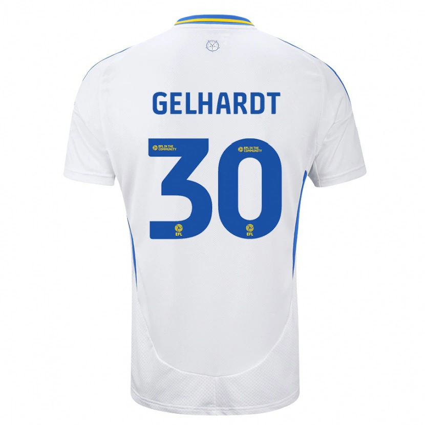 Danxen Mujer Camiseta Joe Gelhardt #30 Blanco Azul 1ª Equipación 2024/25 La Camisa