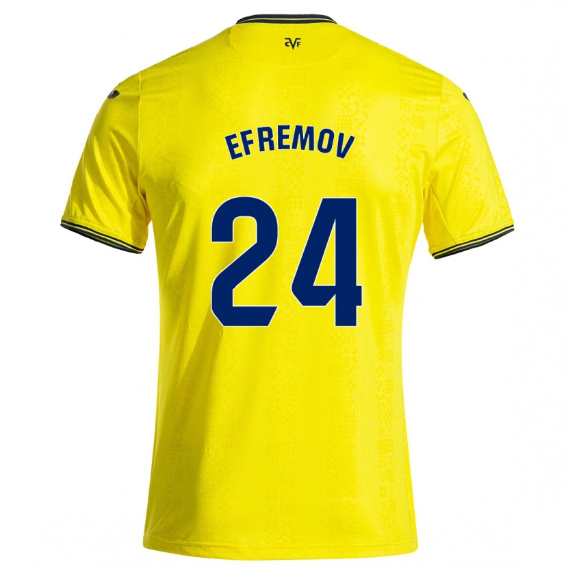 Danxen Mujer Camiseta Anton Efremov #24 Amarillo Negro 1ª Equipación 2024/25 La Camisa