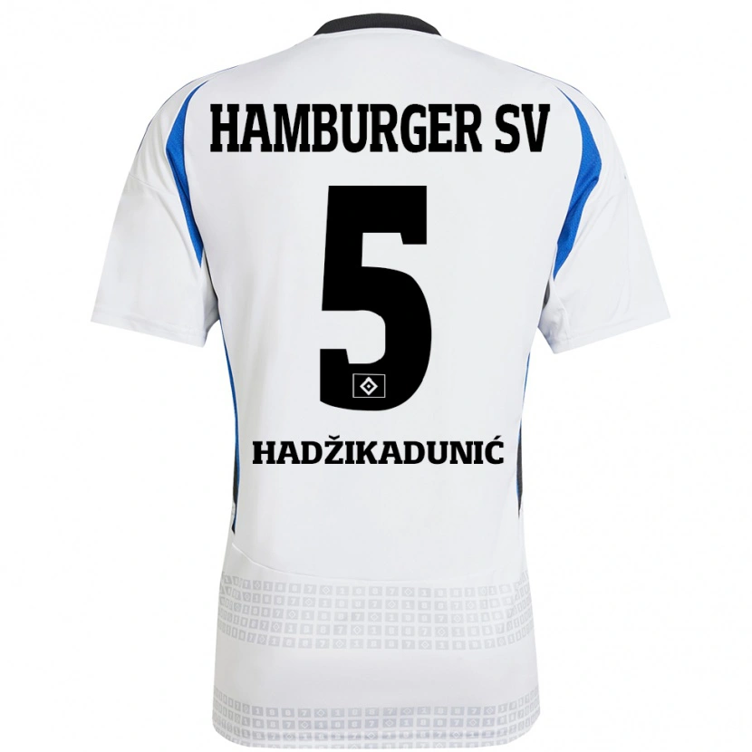 Danxen Mujer Camiseta Dennis Hadzikadunic #5 Blanco Azul 1ª Equipación 2024/25 La Camisa