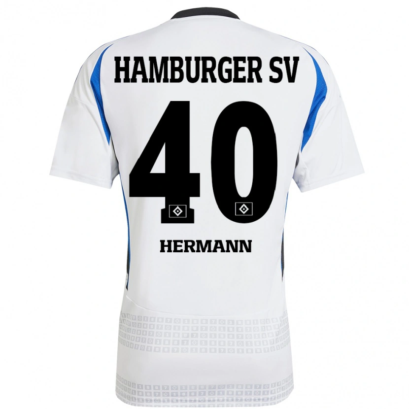 Danxen Mujer Camiseta Hannes Hermann #40 Blanco Azul 1ª Equipación 2024/25 La Camisa