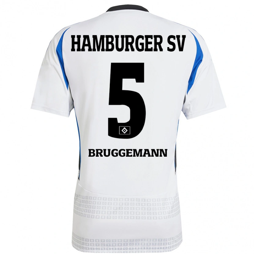 Danxen Mujer Camiseta Nina Brüggemann #5 Blanco Azul 1ª Equipación 2024/25 La Camisa