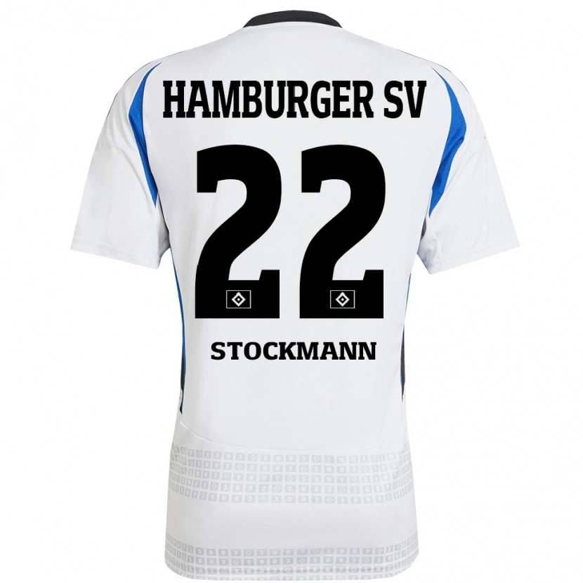 Danxen Mujer Camiseta Sarah Stöckmann #22 Blanco Azul 1ª Equipación 2024/25 La Camisa