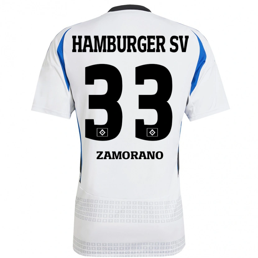 Danxen Mujer Camiseta Jolina Zamorano #33 Blanco Azul 1ª Equipación 2024/25 La Camisa