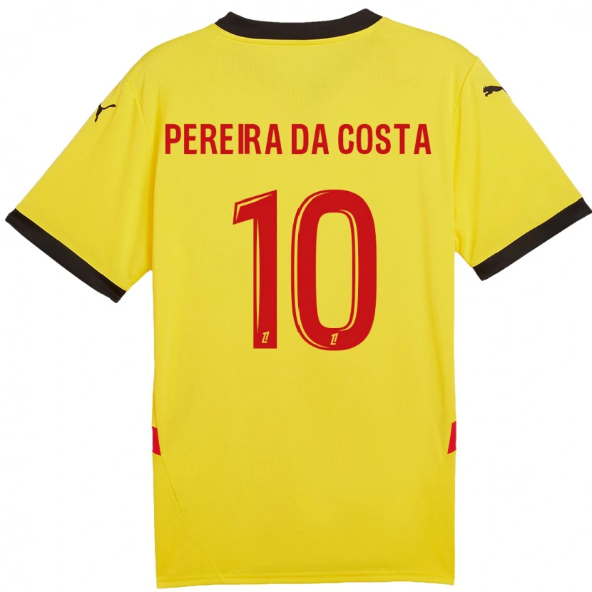 Danxen Mujer Camiseta David Pereira Da Costa #10 Amarillo Rojo 1ª Equipación 2024/25 La Camisa