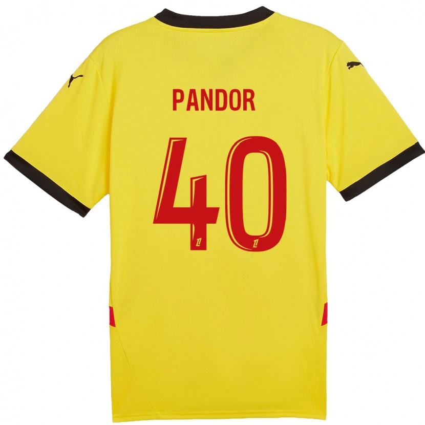 Danxen Mujer Camiseta Yannick Pandor #40 Amarillo Rojo 1ª Equipación 2024/25 La Camisa