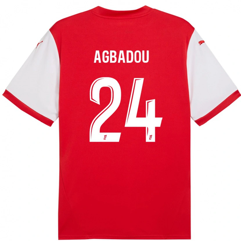 Danxen Mujer Camiseta Emmanuel Agbadou #24 Rojo Blanco 1ª Equipación 2024/25 La Camisa