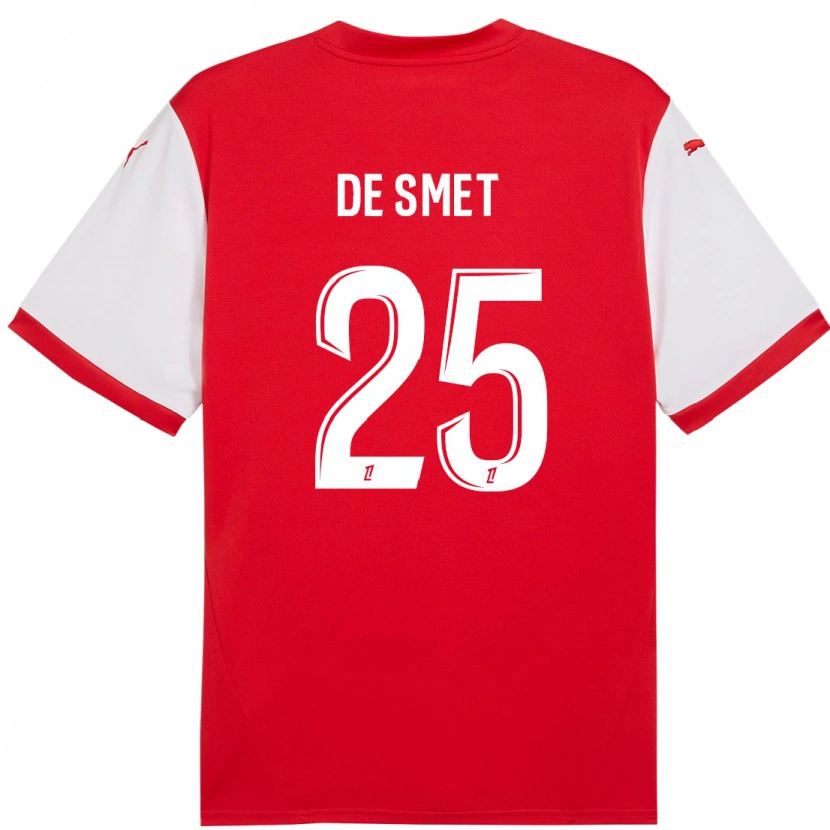 Danxen Mujer Camiseta Thibault De Smet #25 Rojo Blanco 1ª Equipación 2024/25 La Camisa