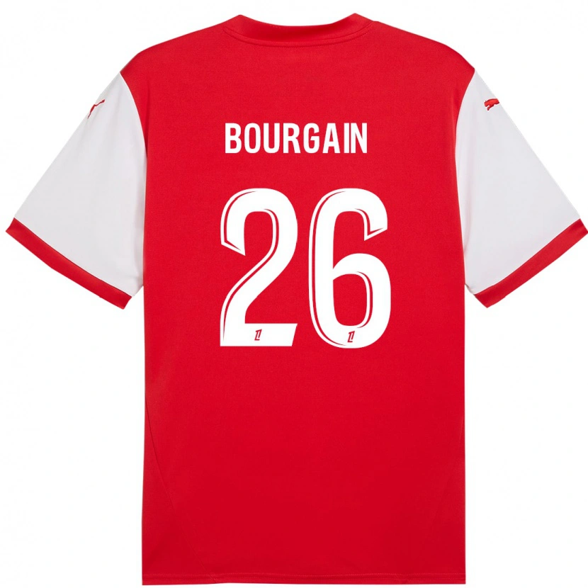 Danxen Mujer Camiseta Léa Bourgain #26 Rojo Blanco 1ª Equipación 2024/25 La Camisa