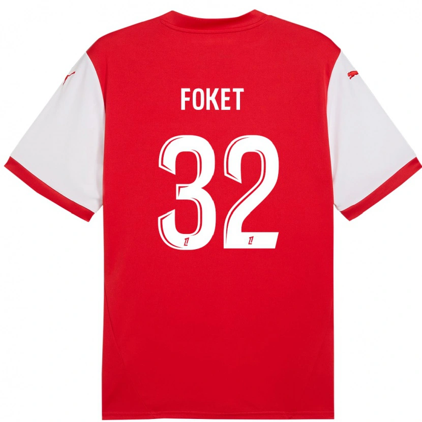 Danxen Mujer Camiseta Thomas Foket #32 Rojo Blanco 1ª Equipación 2024/25 La Camisa