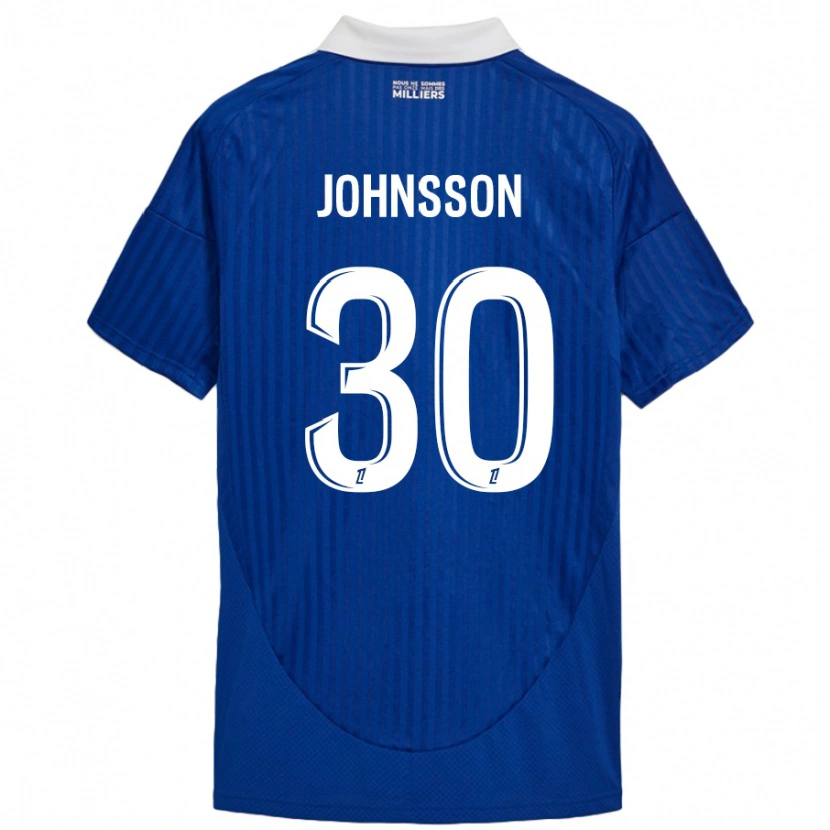 Danxen Mujer Camiseta Karl-Johan Johnsson #30 Azul Blanco 1ª Equipación 2024/25 La Camisa