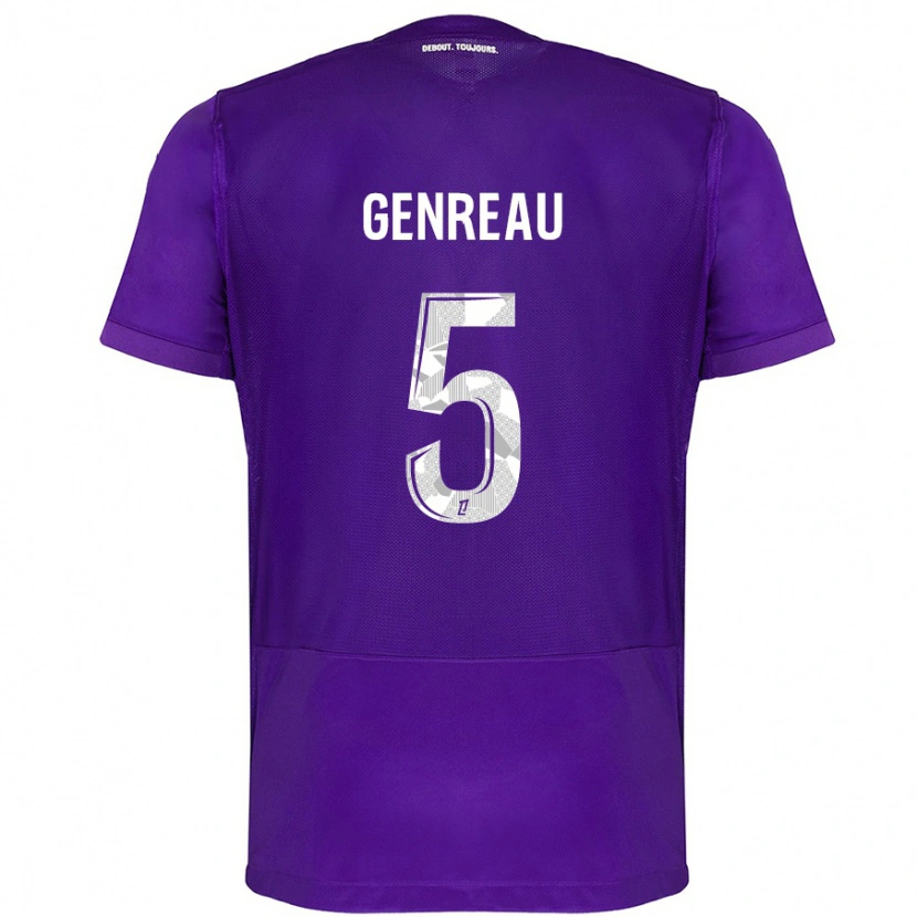 Danxen Mujer Camiseta Denis Genreau #5 Morado Blanco 1ª Equipación 2024/25 La Camisa