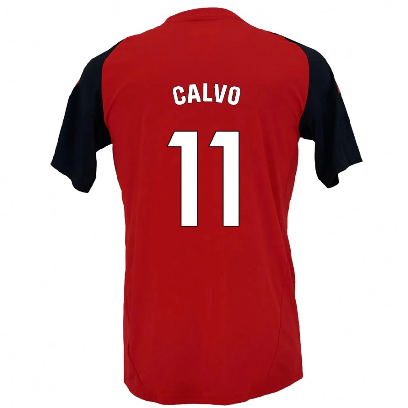 Danxen Mujer Camiseta Álex Calvo #11 Rojo Negro 1ª Equipación 2024/25 La Camisa