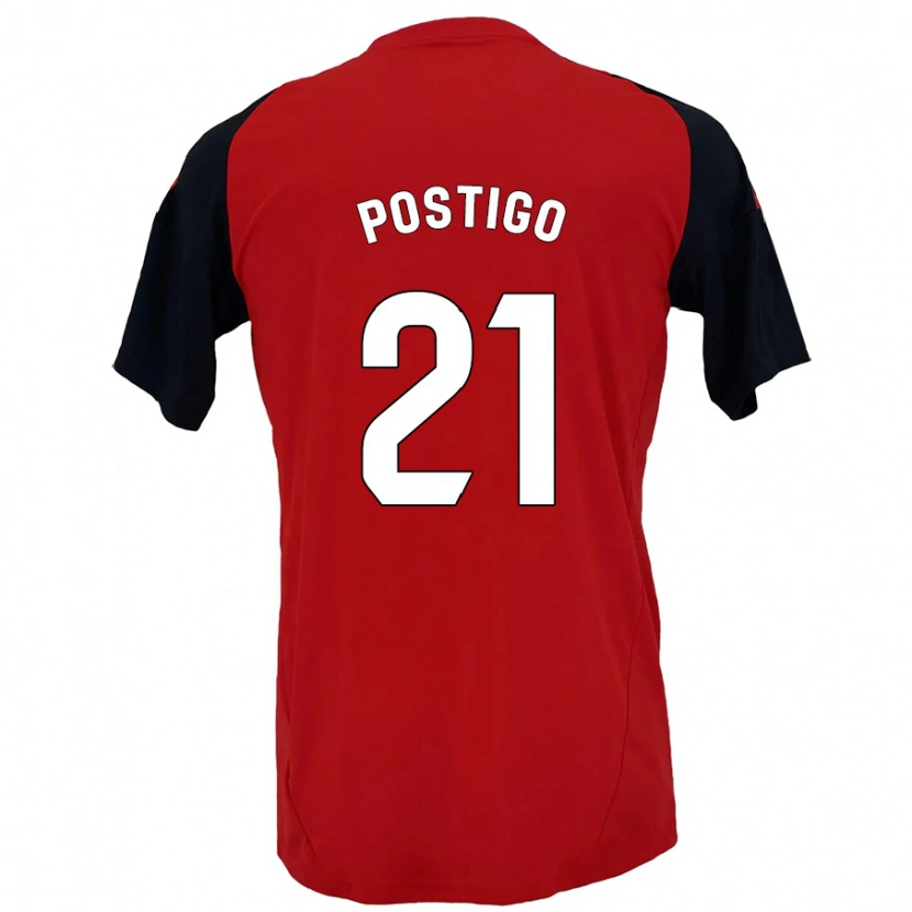 Danxen Mujer Camiseta Sergio Postigo #21 Rojo Negro 1ª Equipación 2024/25 La Camisa