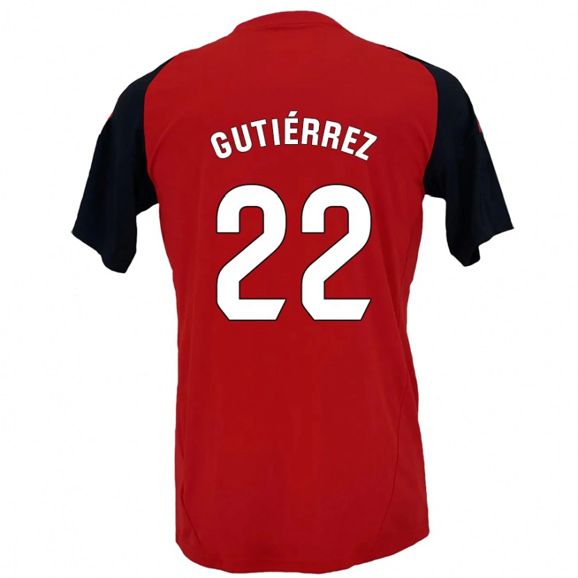 Danxen Mujer Camiseta Juan Gutiérrez #22 Rojo Negro 1ª Equipación 2024/25 La Camisa