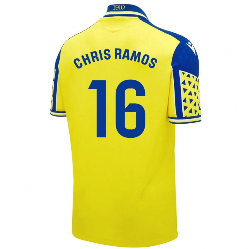 Danxen Mujer Camiseta Chris Ramos #16 Amarillo Azul 1ª Equipación 2024/25 La Camisa