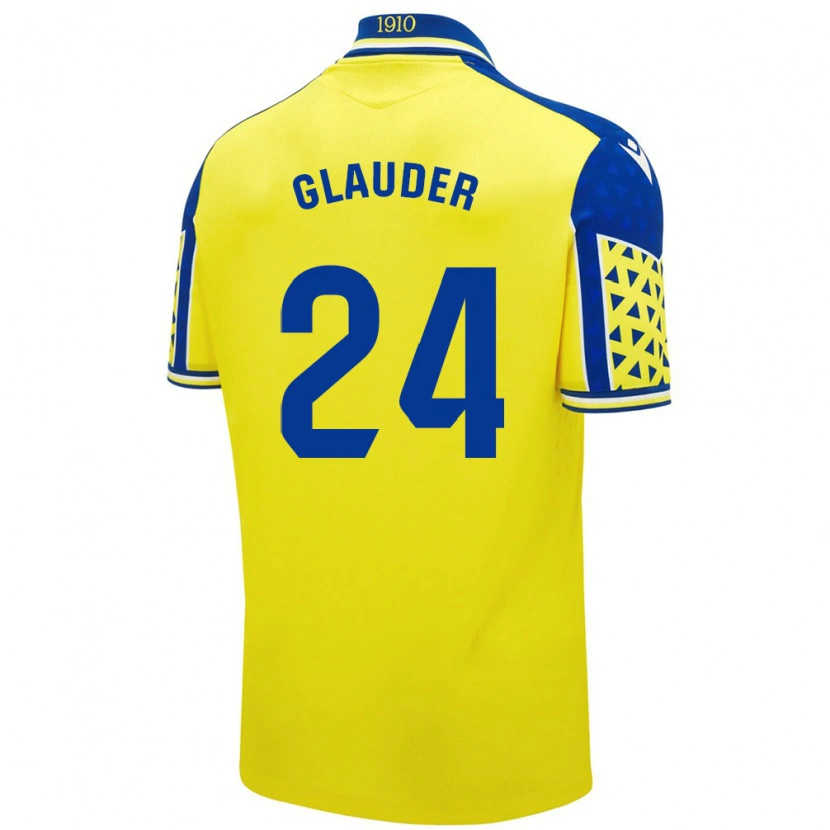 Danxen Mujer Camiseta Cristian Glauder #24 Amarillo Azul 1ª Equipación 2024/25 La Camisa