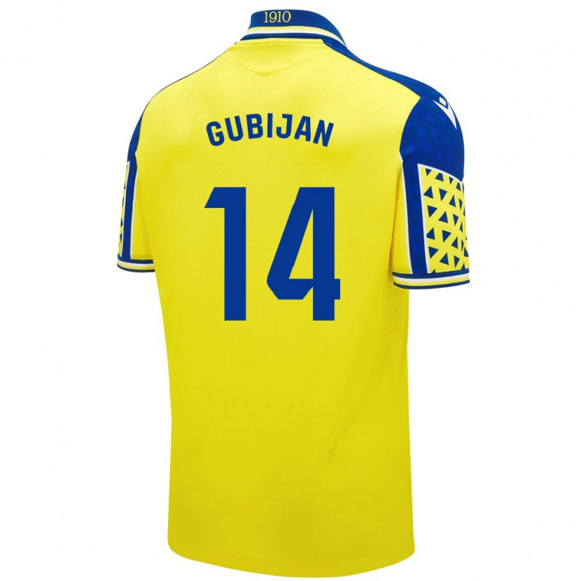 Danxen Mujer Camiseta Lovro Gubijan #14 Amarillo Azul 1ª Equipación 2024/25 La Camisa