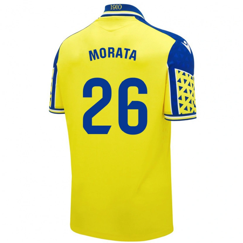 Danxen Mujer Camiseta Álex Morata #26 Amarillo Azul 1ª Equipación 2024/25 La Camisa