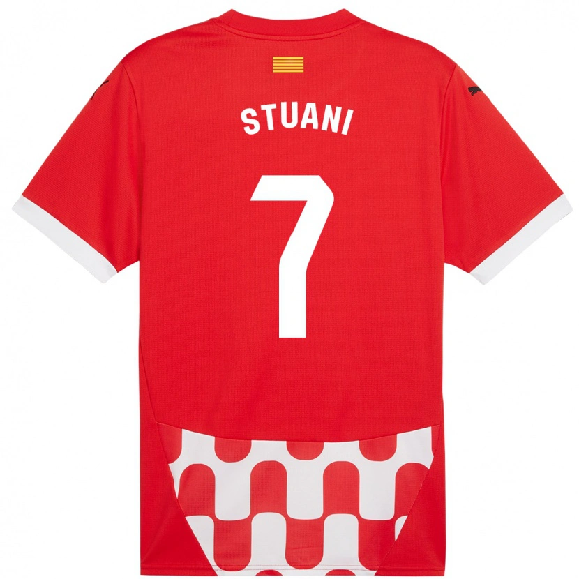 Danxen Mujer Camiseta Cristhian Stuani #7 Rojo Blanco 1ª Equipación 2024/25 La Camisa