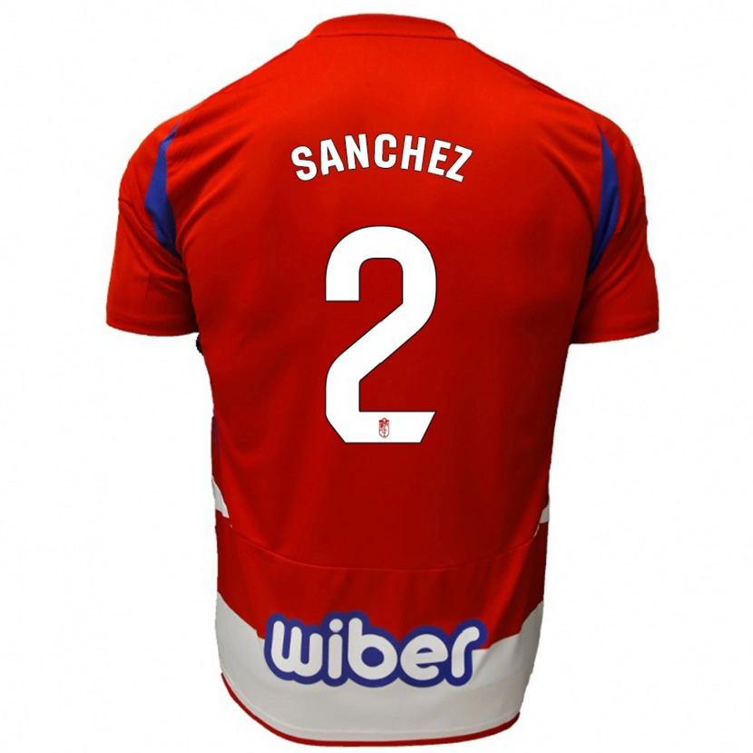 Danxen Mujer Camiseta Rubén Sánchez #2 Rojo Blanco Azul 1ª Equipación 2024/25 La Camisa