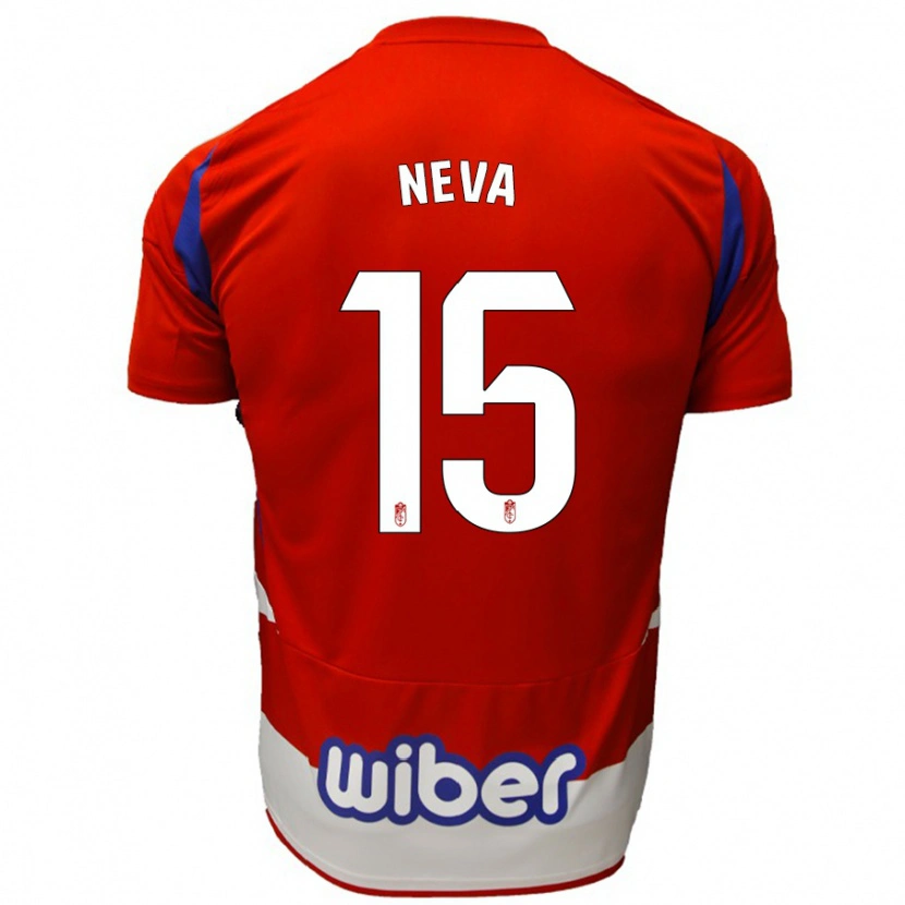 Danxen Mujer Camiseta Carlos Neva #15 Rojo Blanco Azul 1ª Equipación 2024/25 La Camisa