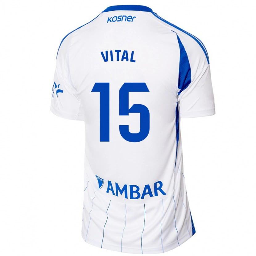 Danxen Mujer Camiseta Bernardo Vital #15 Rojo Blanco 1ª Equipación 2024/25 La Camisa